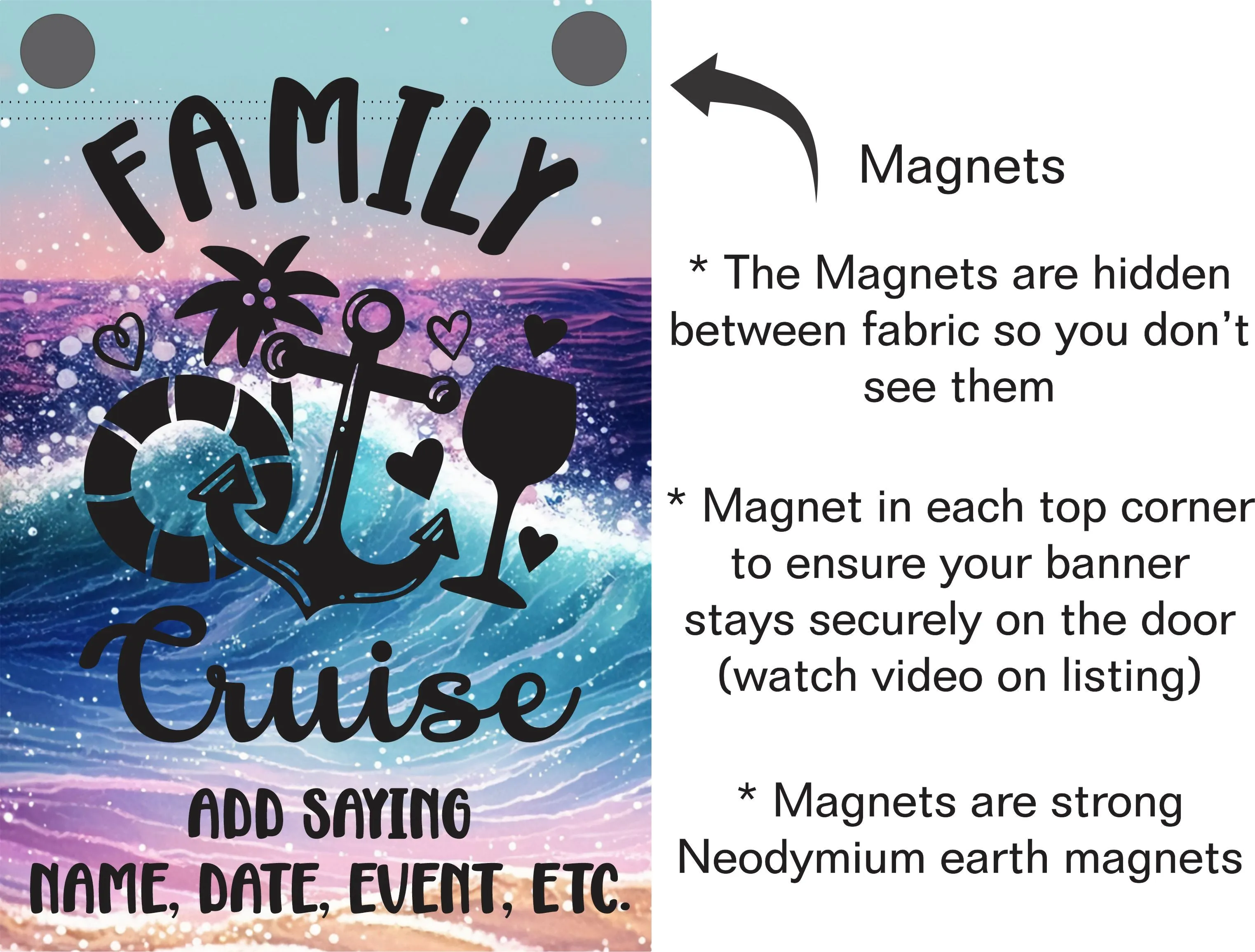 magnetic cruise Ship door decoration banner, Family Cruise, Personalized cruise decoration