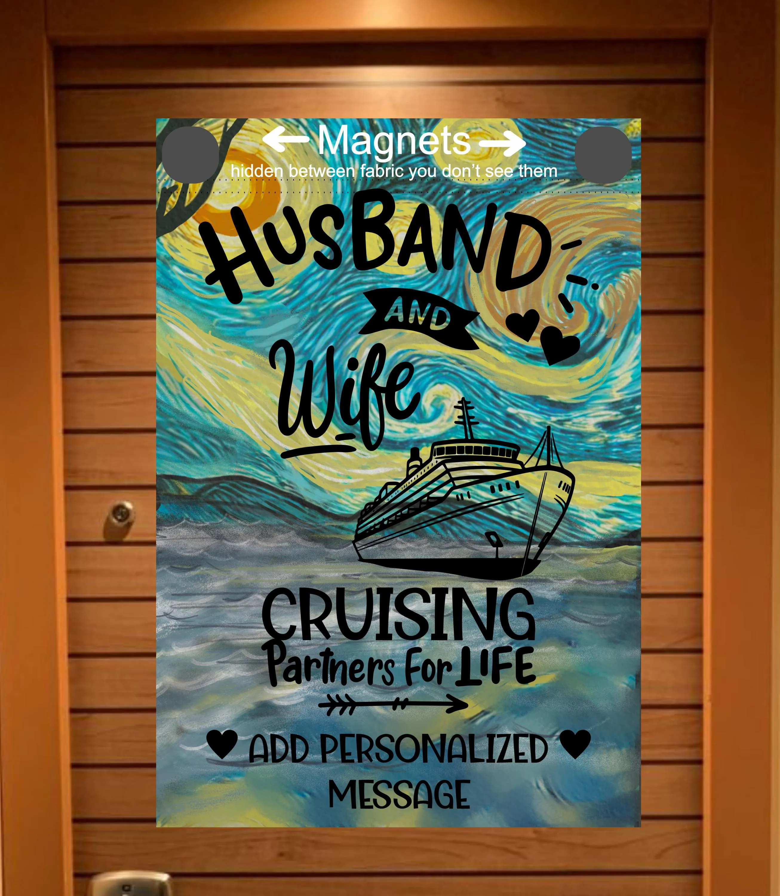 magnetic cruise Ship door decoration banner, Starry Night cruising door magnet sign, personalized custom stateroom door decoration