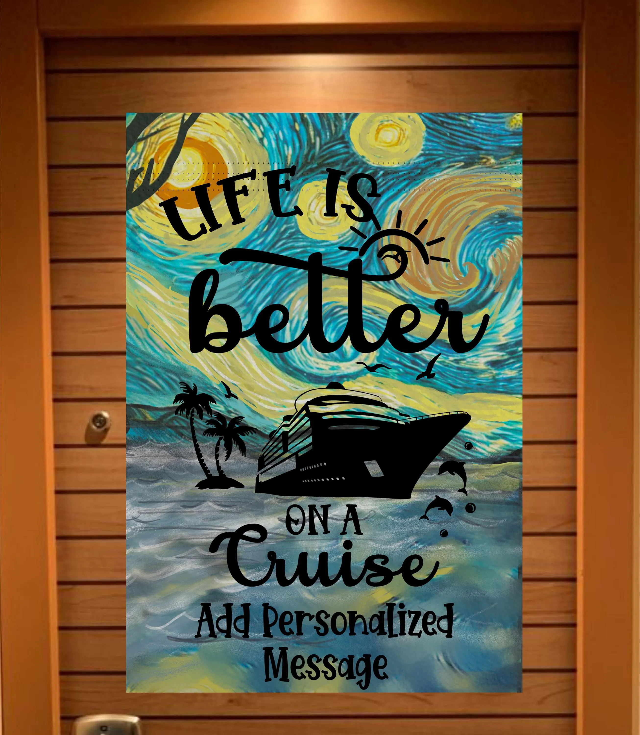 magnetic cruise Ship door decoration banner, Starry Night cruising door magnet sign, personalized custom stateroom door decoration
