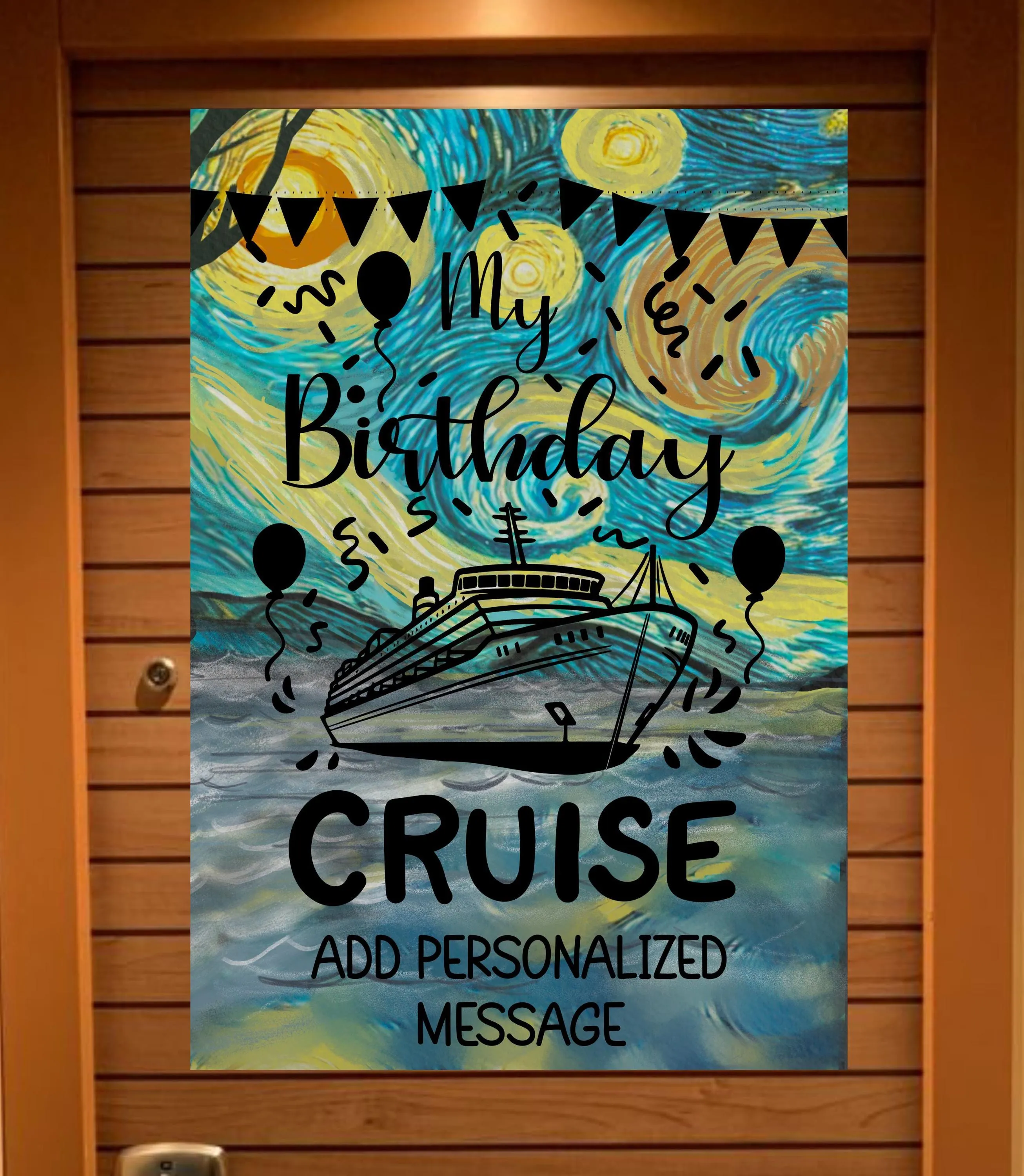 magnetic cruise Ship door decoration banner, Starry Night cruising door magnet sign, personalized custom stateroom door decoration
