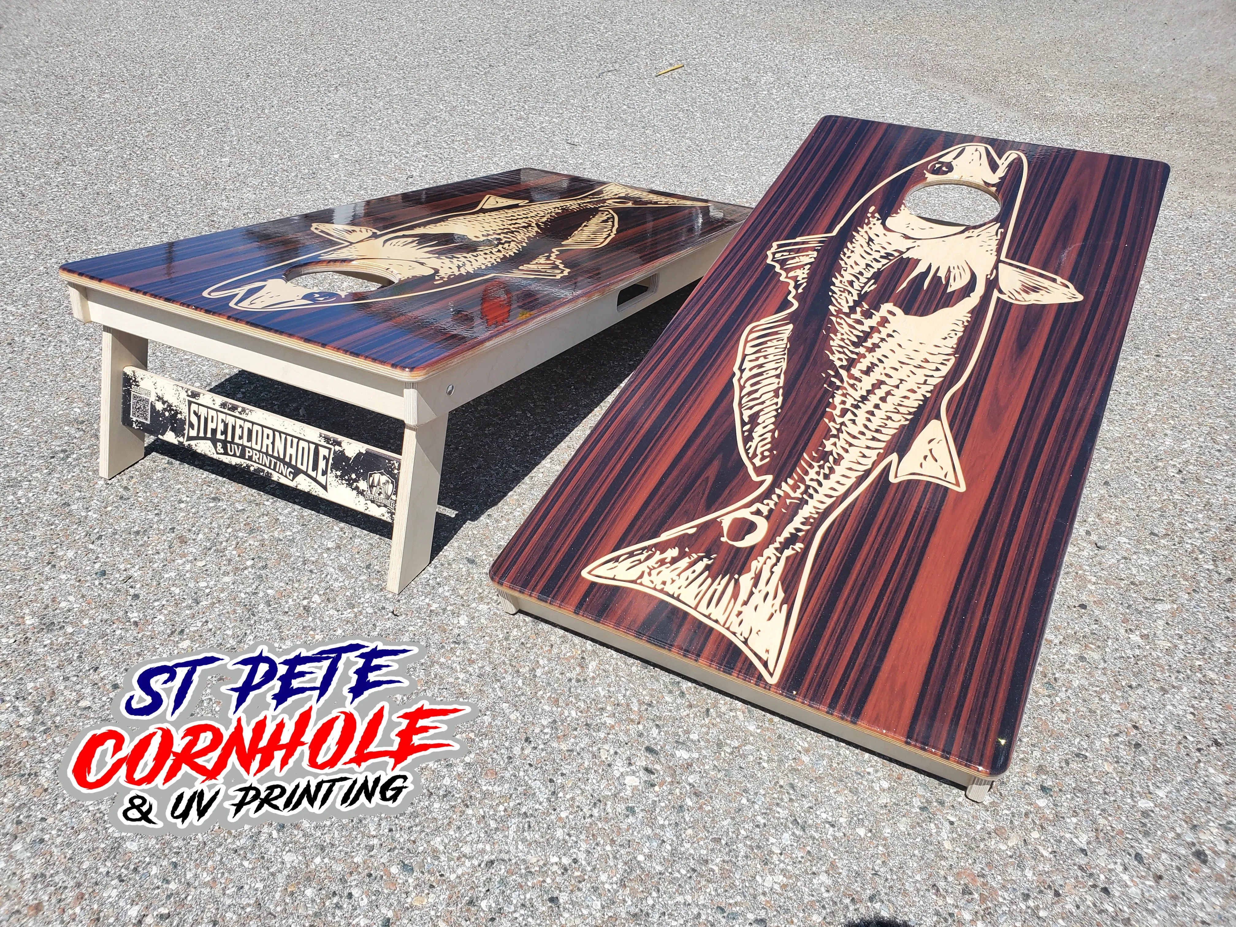 Mahogany Redfish Cornhole Boards