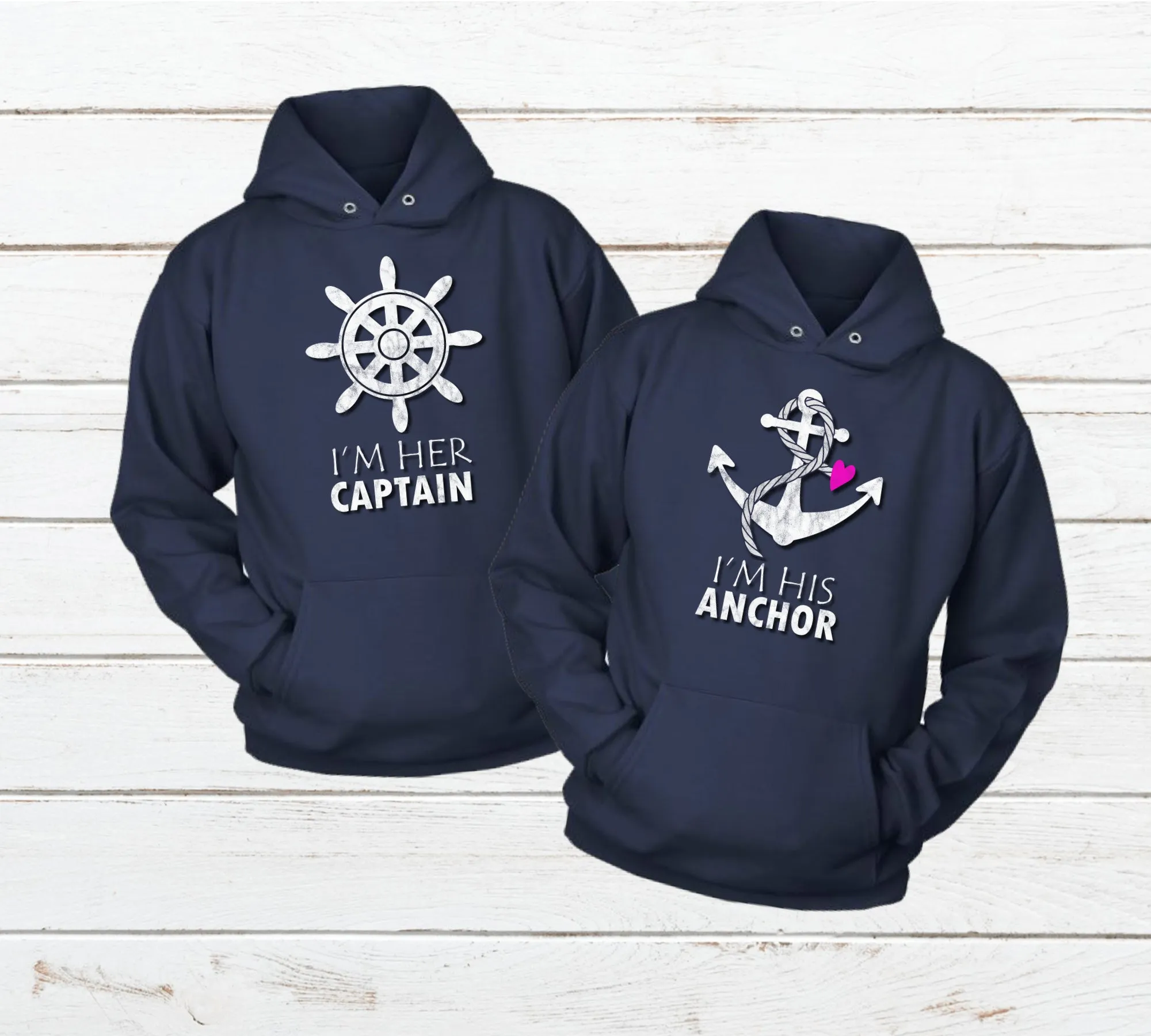 Matching Couples Hoodies Cruise His And Hers Matching Outfits Captain Anchor