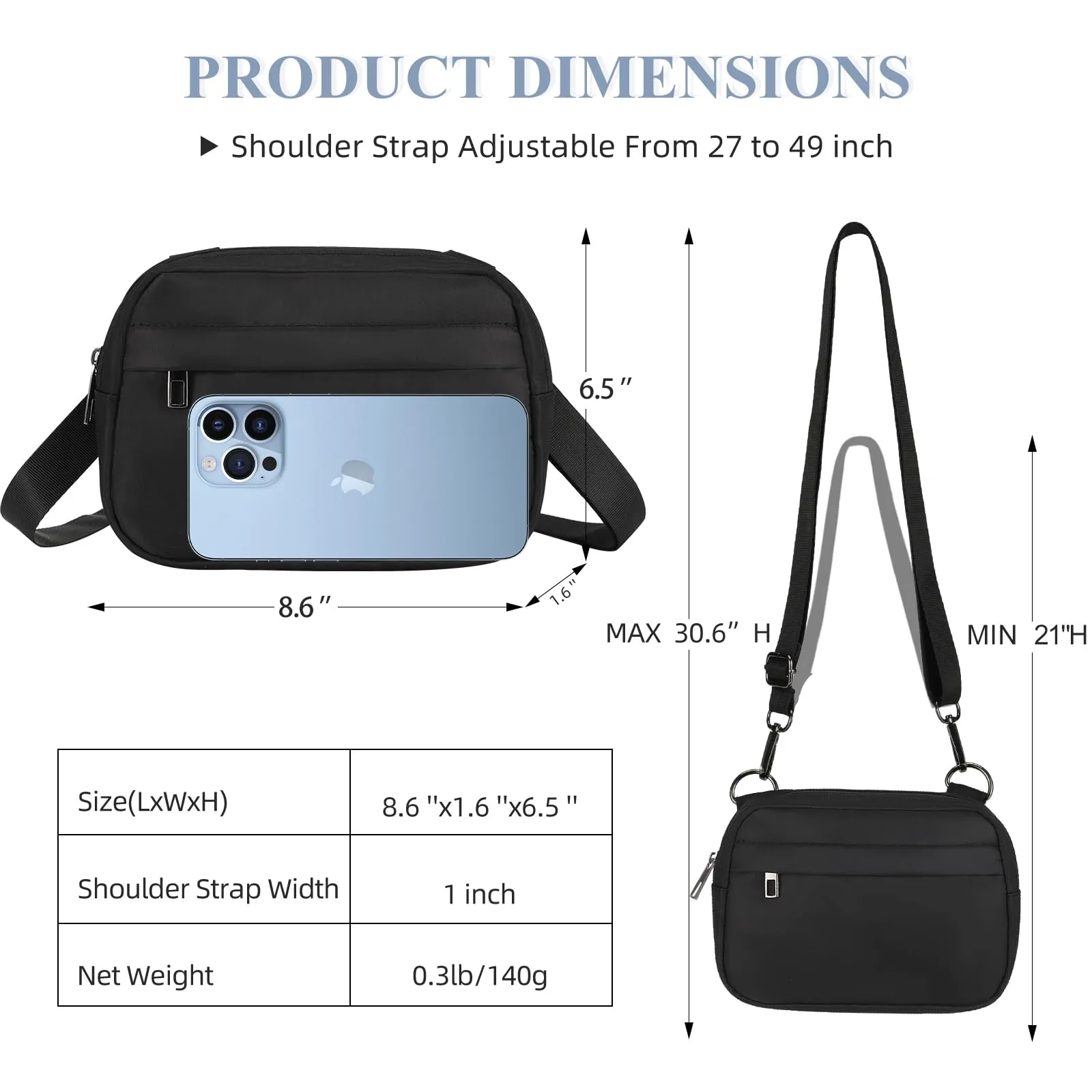 MAXTOP Small Crossbody Bags for Women Men Cellphone Belt Bag Purse Fanny Pack with Adjustable Strap Black Sling Bag for Traveling Casual Festival Gifts