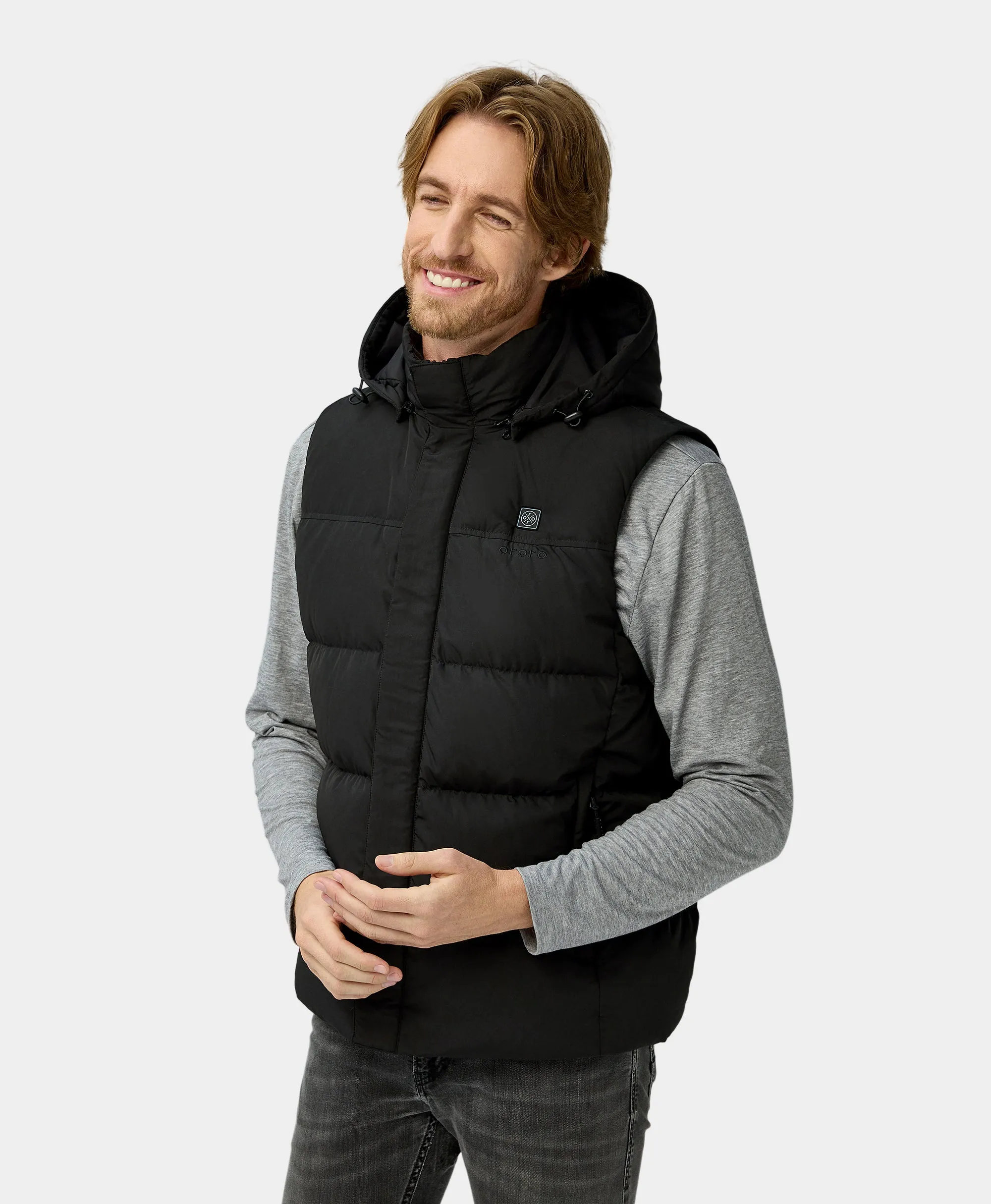 Men's Heated Down Vest - Black / Blue