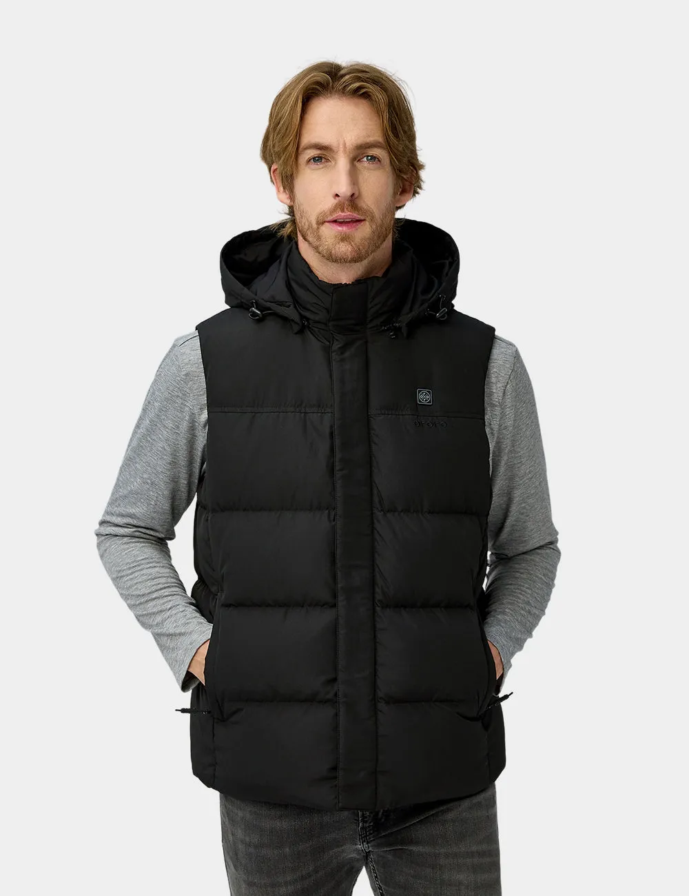 Men's Heated Down Vest - Black / Blue