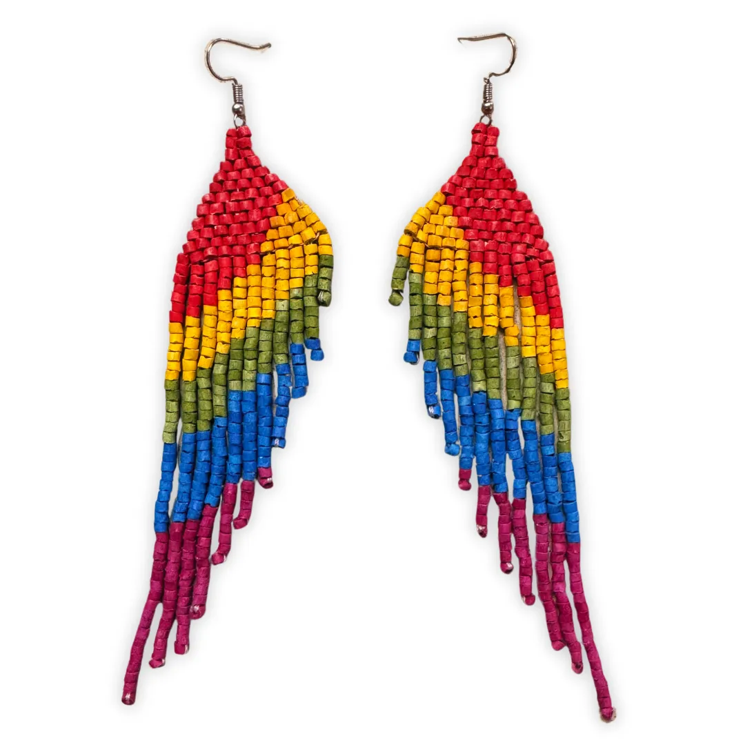 Mirrored Earrings Half Draped Design Quetzal Bird