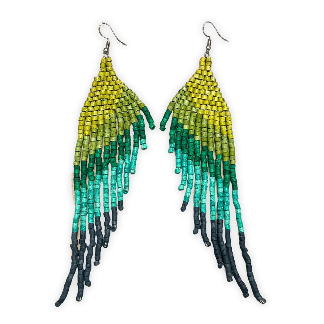 Mirrored Earrings Half Draped Design Quetzal Bird