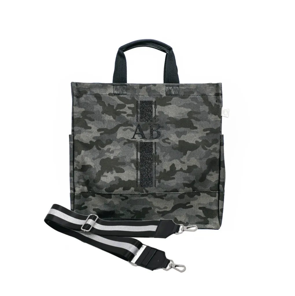 Monogram Stripe Black Camo North South Bag