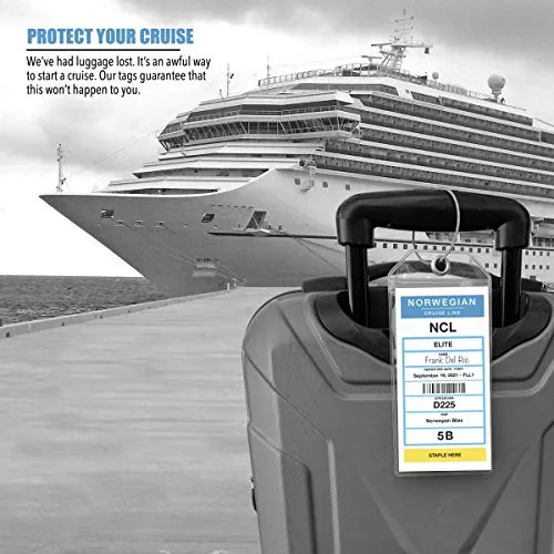 NCL Luggage Tag Holders by Cruise On [4 Pack] Fits Printed