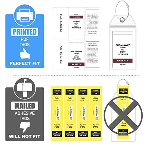 NCL Luggage Tag Holders by Cruise On [4 Pack] Fits Printed