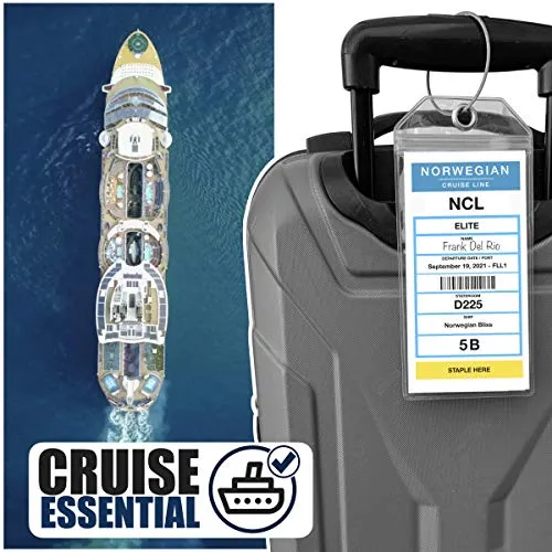 NCL Luggage Tag Holders by Cruise On [4 Pack] Fits Printed