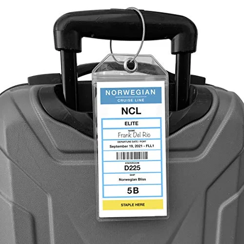 NCL Luggage Tag Holders by Cruise On [4 Pack] Fits Printed