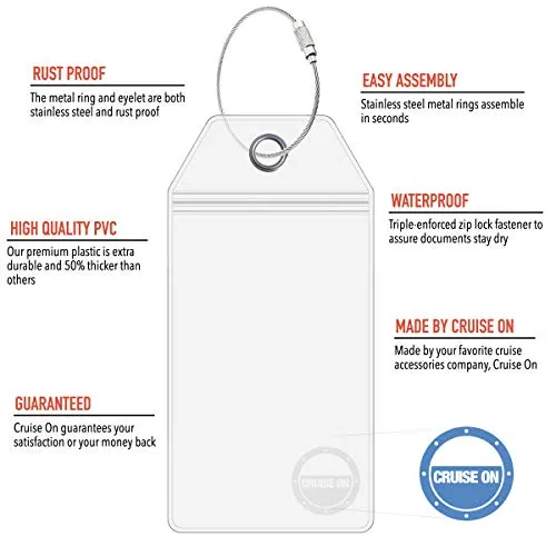 NCL Luggage Tag Holders by Cruise On [4 Pack] Fits Printed