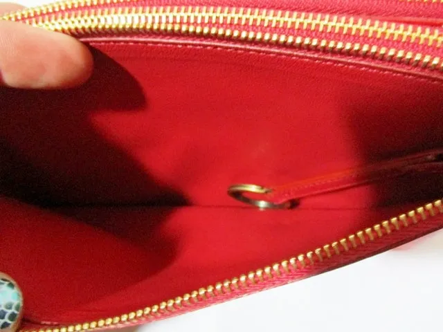 NEW CELINE PARIS Leather TRIO Clutch Bag Purse RED Pouch Wallet