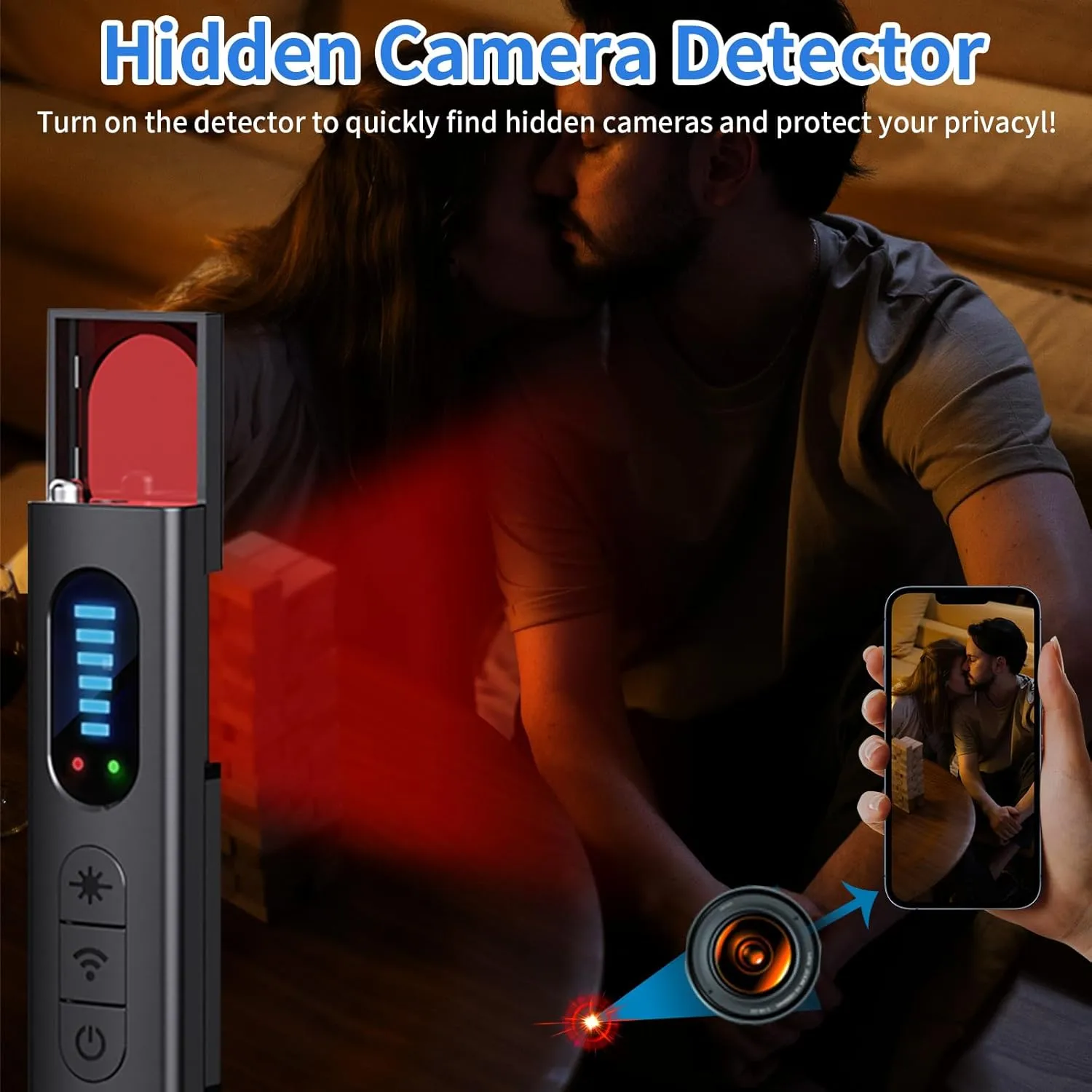 NEW Hidden Camera Detectors, Camera Detector, Bug and Hidden Camera Detector, RF Signal Scanner, Wireless Rechargeable for Home丨Office丨Travel丨Hotel, 5 Levels Sensitivity 5 Modes, 25H Work