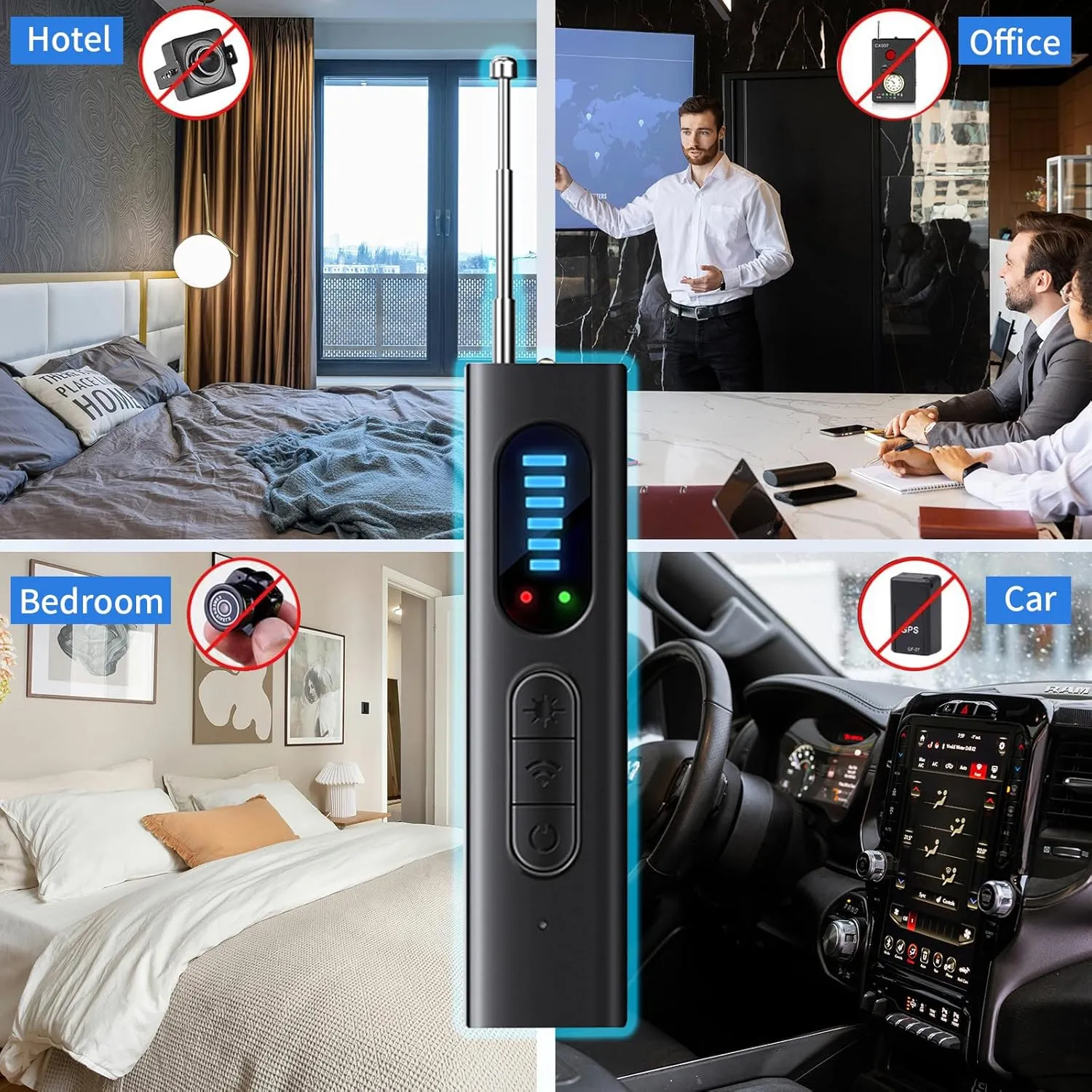 NEW Hidden Camera Detectors, Camera Detector, Bug and Hidden Camera Detector, RF Signal Scanner, Wireless Rechargeable for Home丨Office丨Travel丨Hotel, 5 Levels Sensitivity 5 Modes, 25H Work