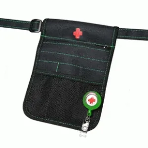 Nursing Pouch With Green Stitching   Retractor