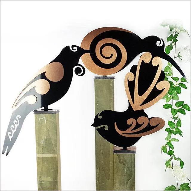 NZ Made Outdoor Fantail Bird on Stand