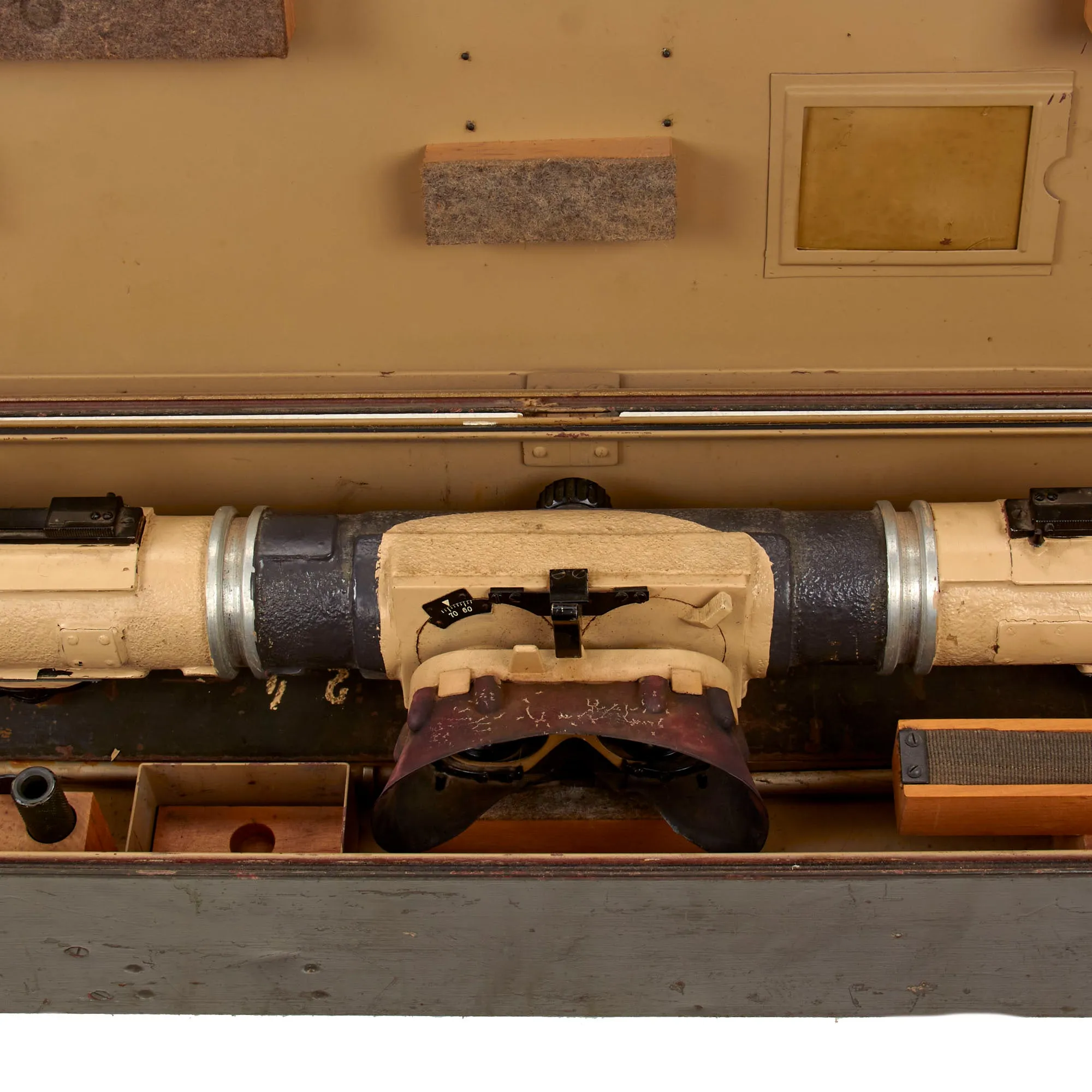 Original German WWII 1943 Dated Swedish M/43 6× Em 1m R36 Stereoscopic Rangefinder by Saalfelder Apparatebau in Transit Chest with Shoulder Mount - A.A.F. Tank Museum