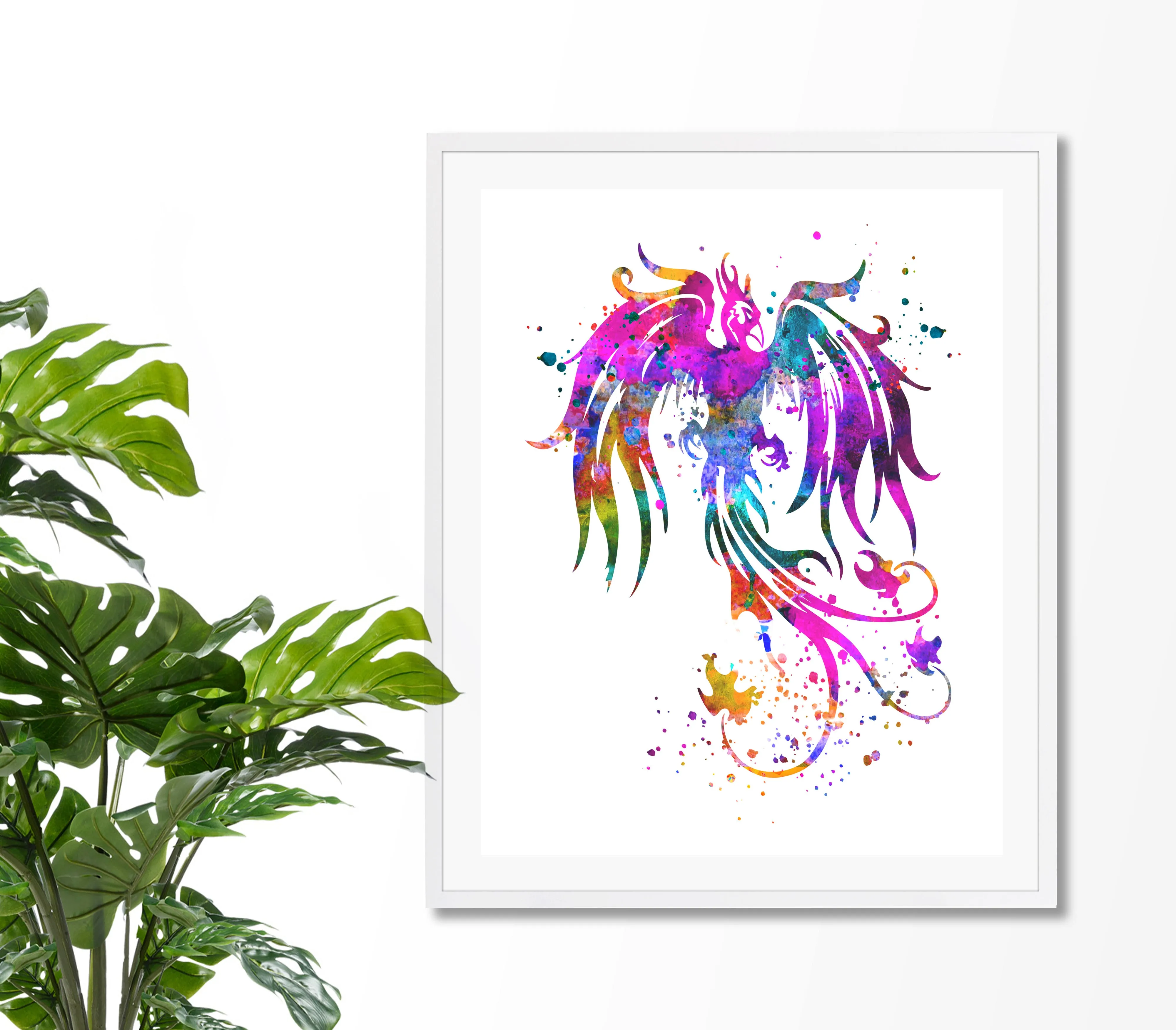Phoenix Bird Watercolor Art Print  - Unframed