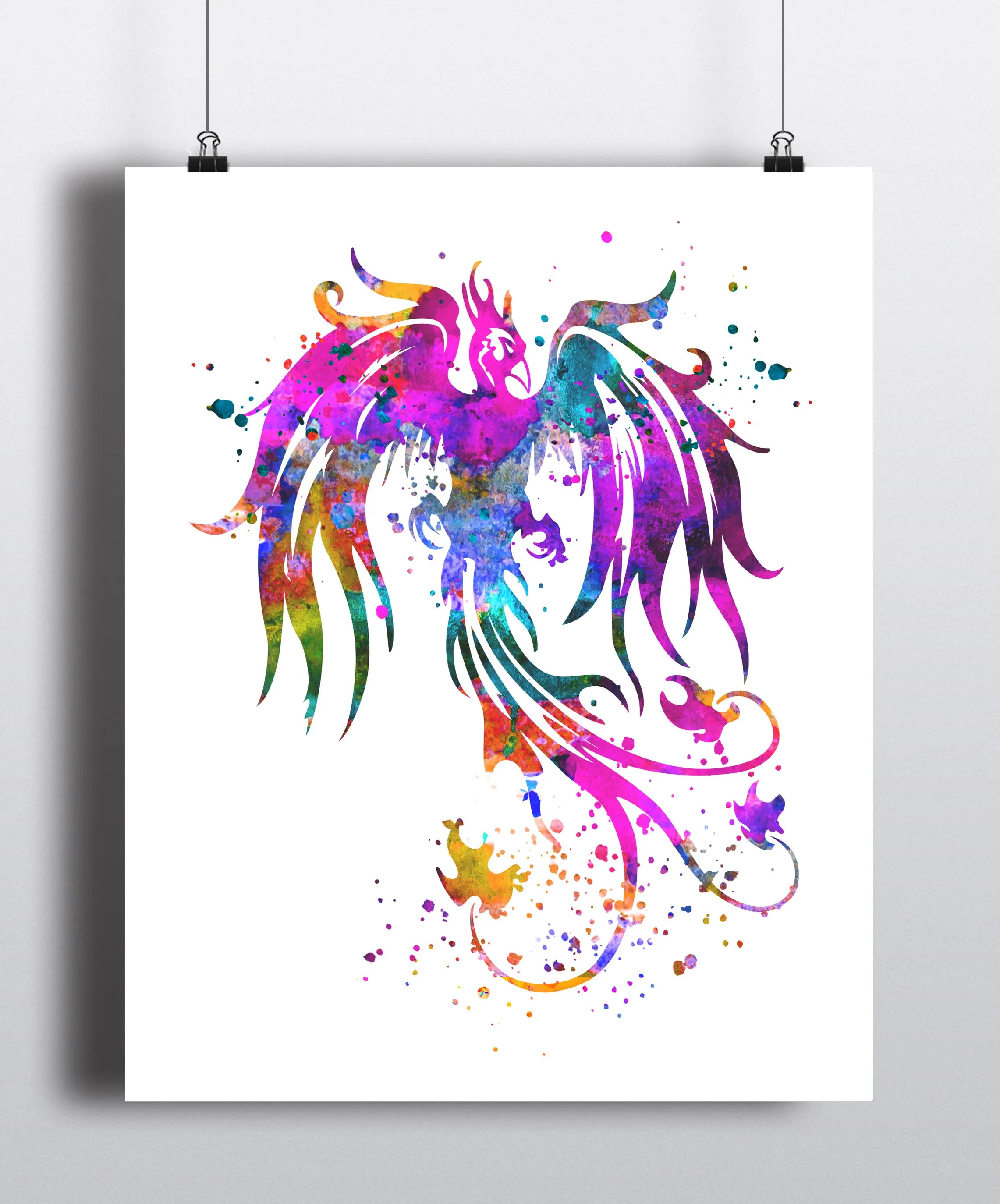 Phoenix Bird Watercolor Art Print  - Unframed