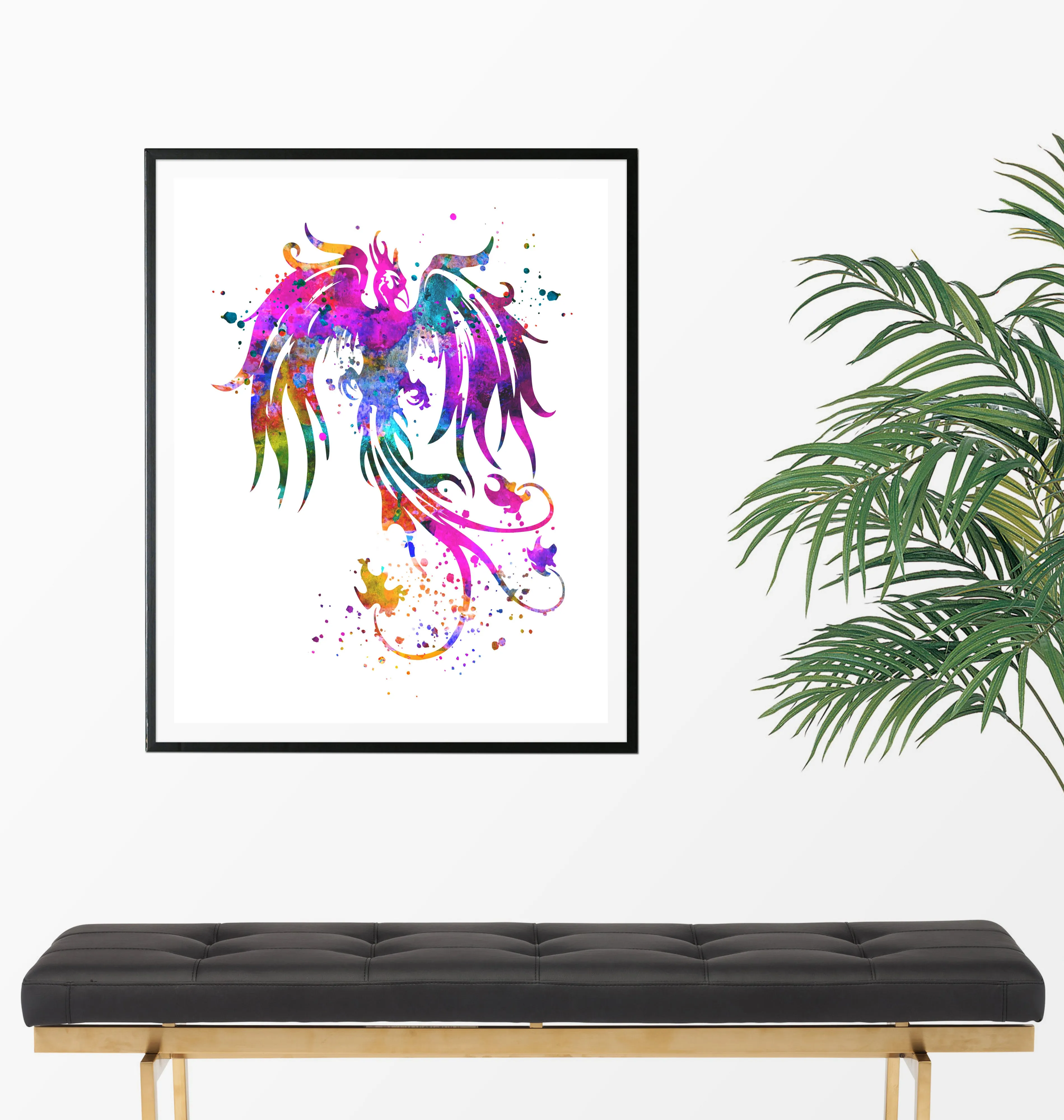 Phoenix Bird Watercolor Art Print  - Unframed