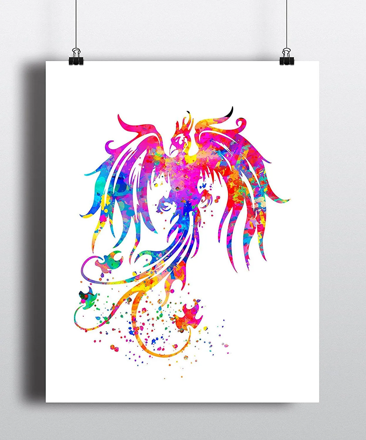 Phoenix Bird Watercolor Art Print  - Unframed