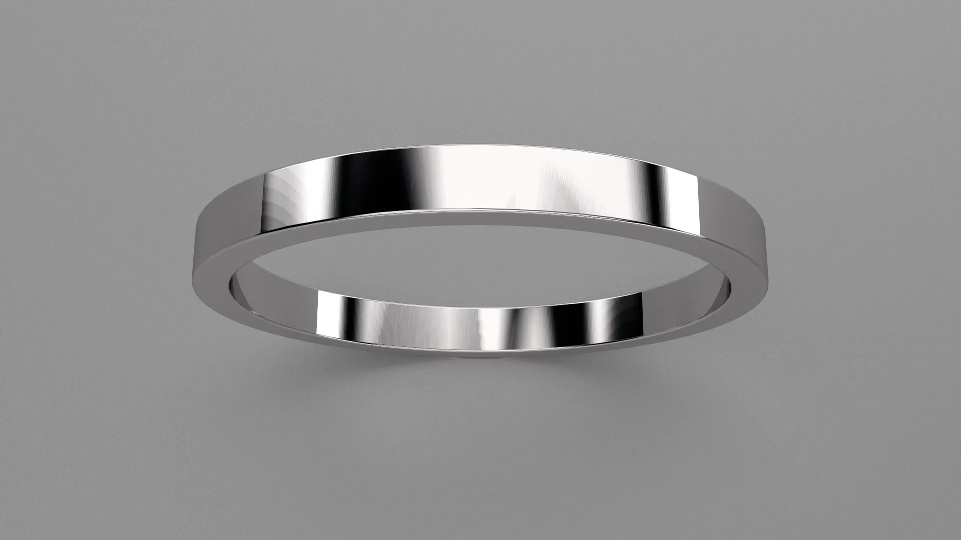 Polished Sterling Silver 2mm Flat Wedding Band
