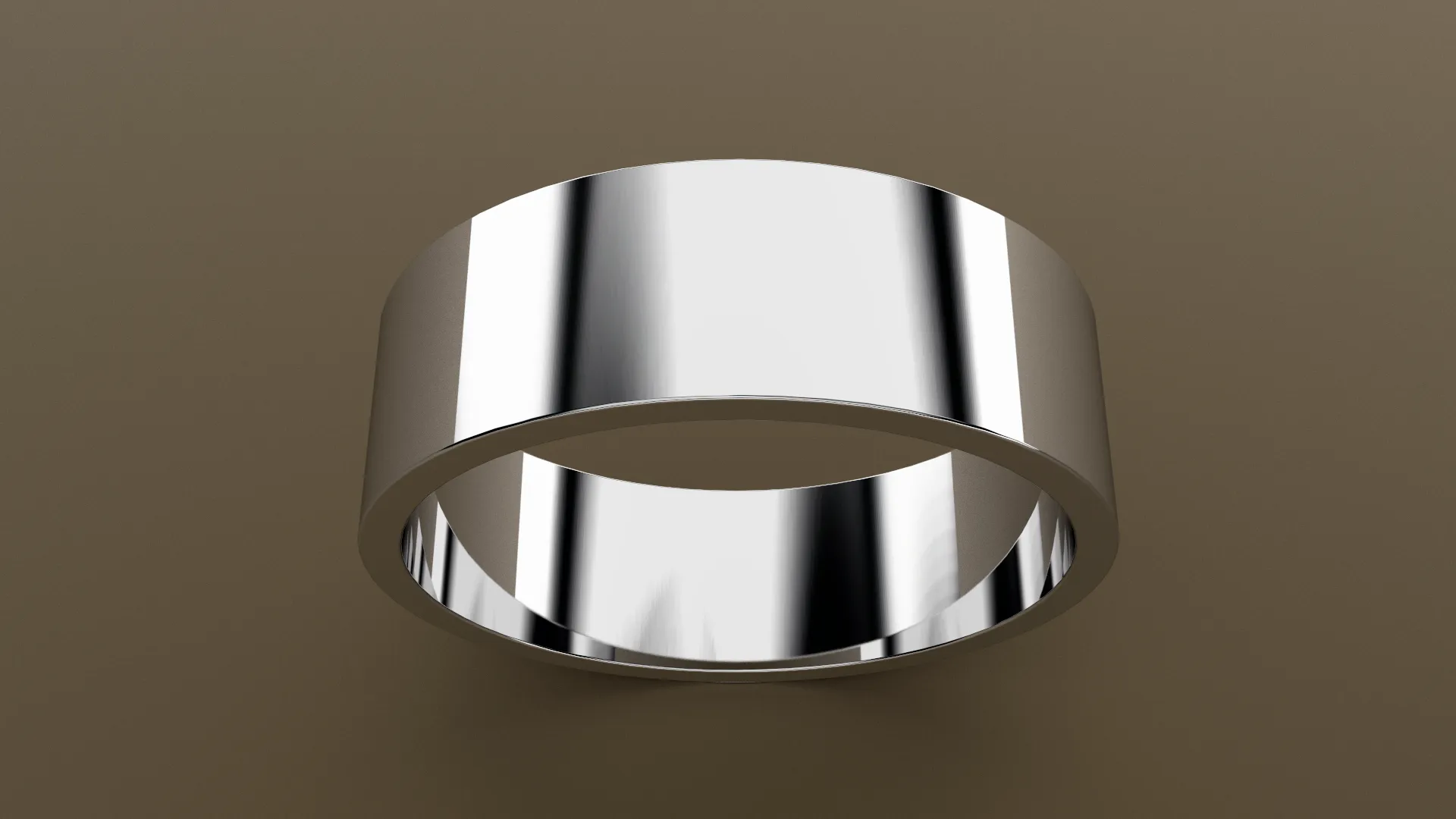 Polished White Gold 7mm Flat Wedding Band