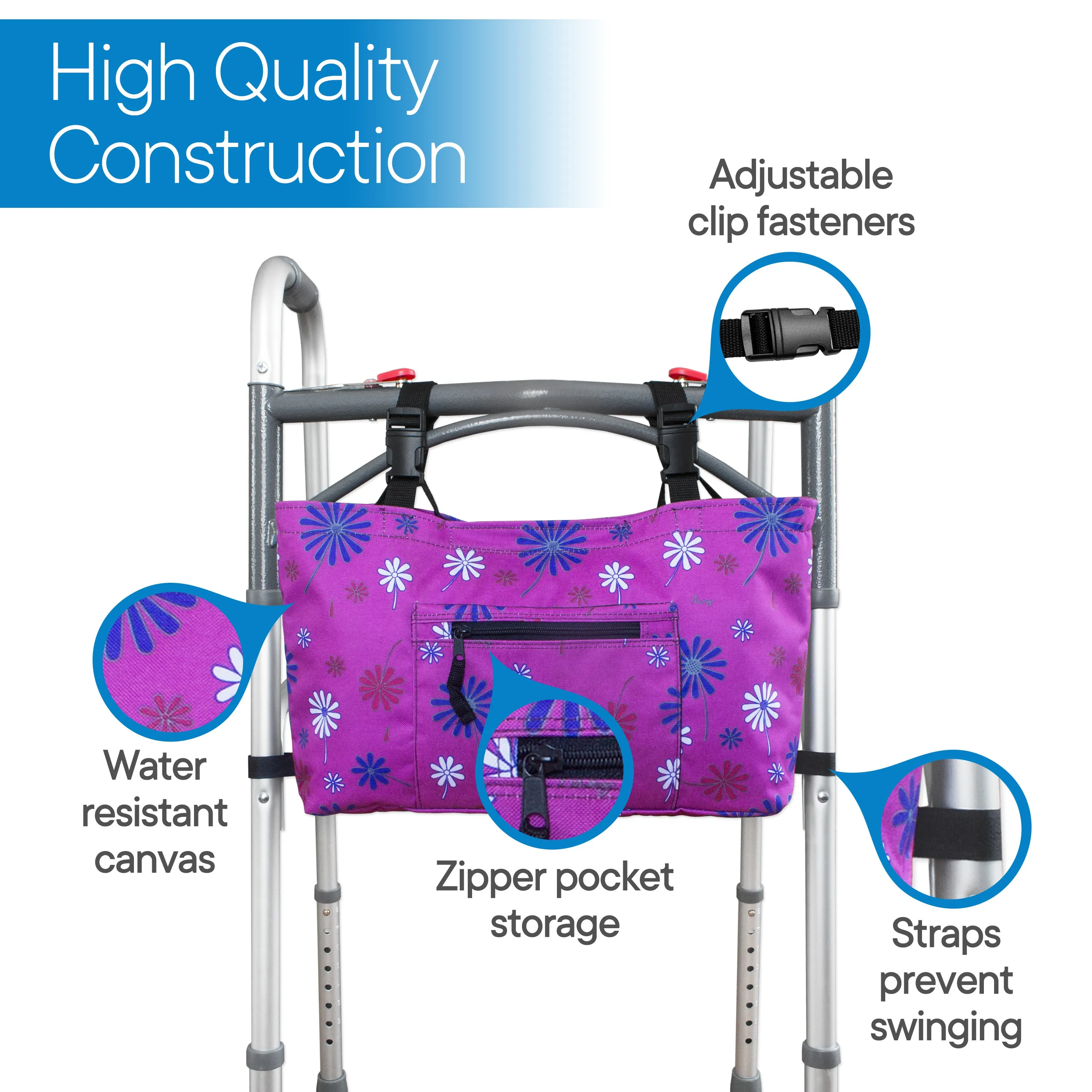 Purple Flower Walker Bag with Soft Cooler