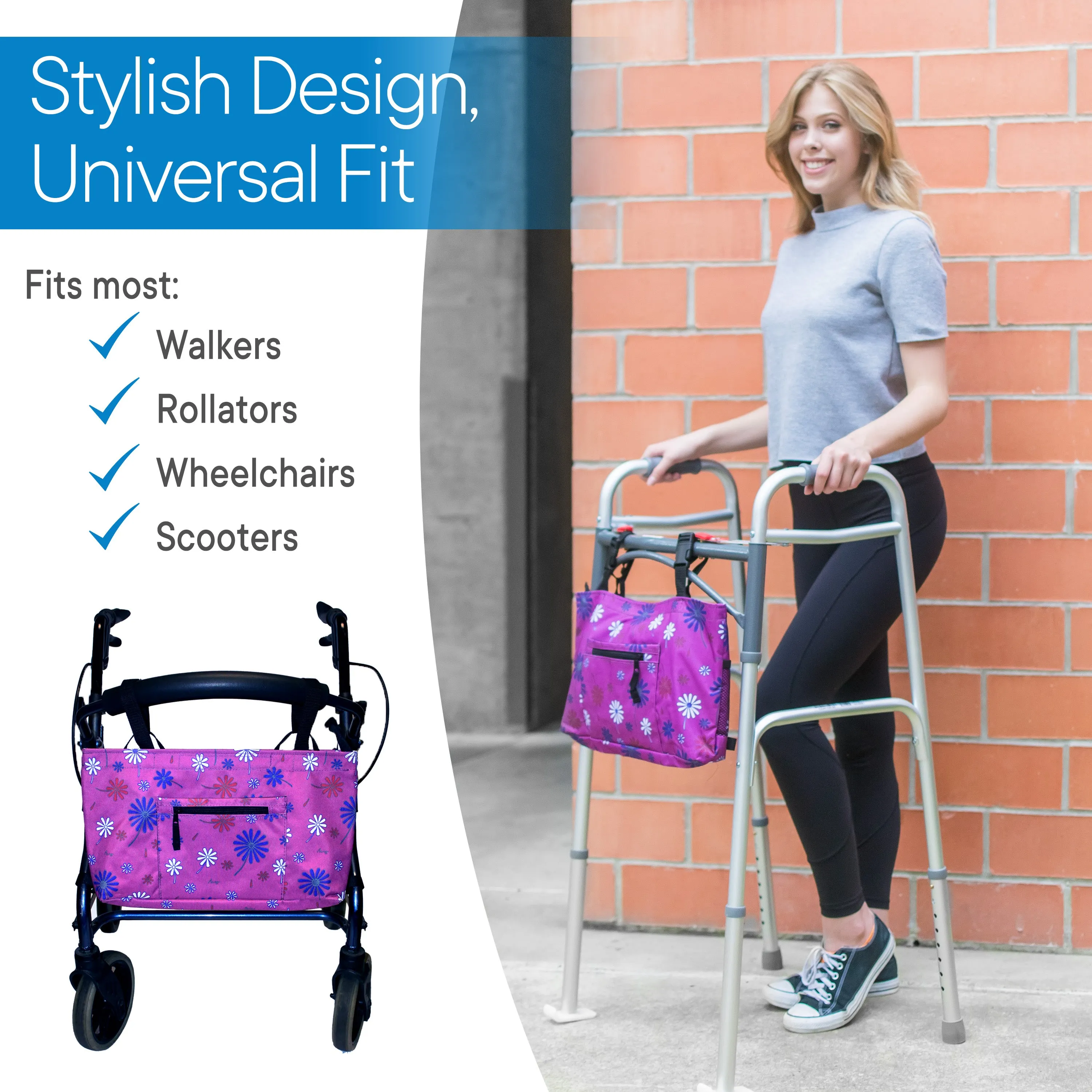 Purple Flower Walker Bag with Soft Cooler