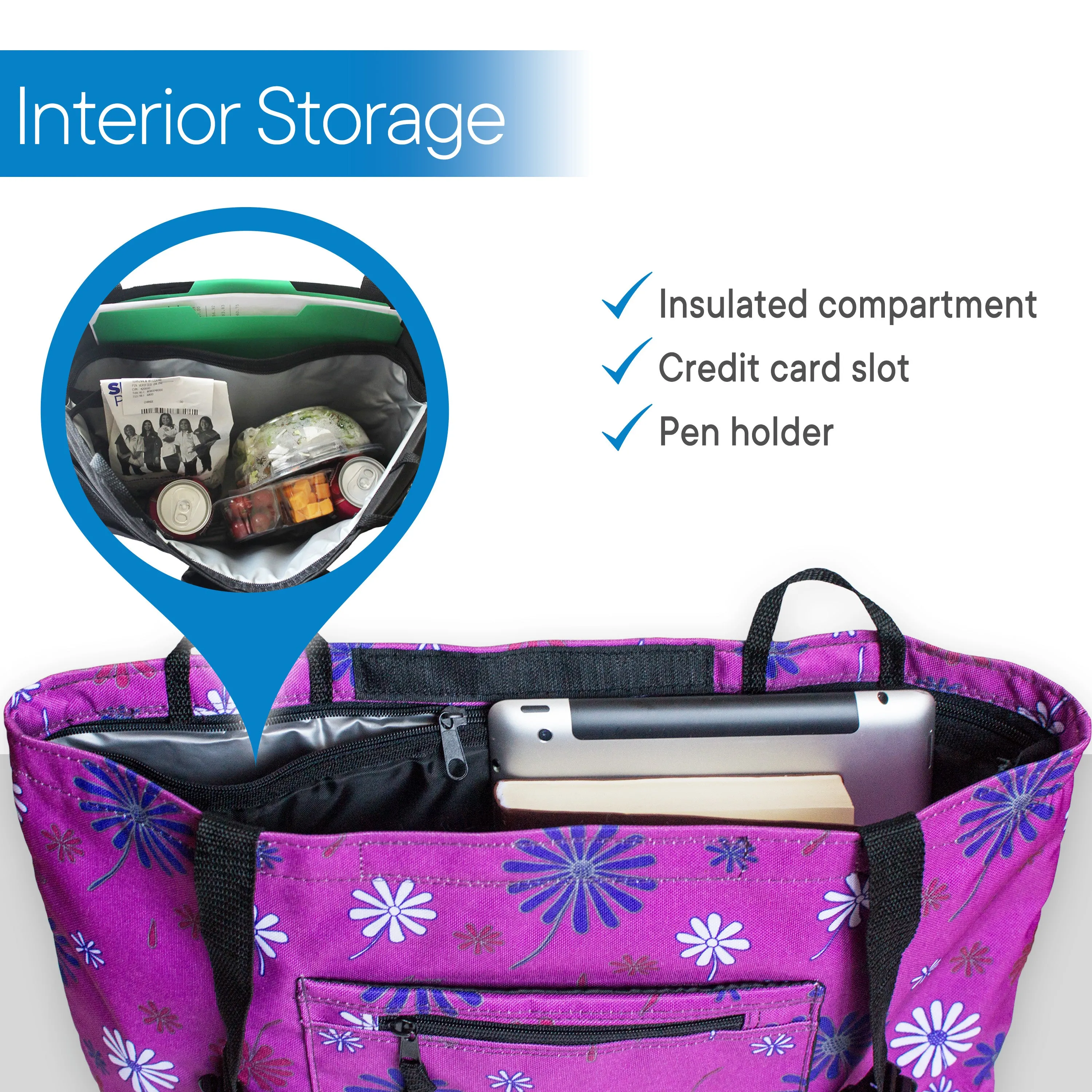 Purple Flower Walker Bag with Soft Cooler