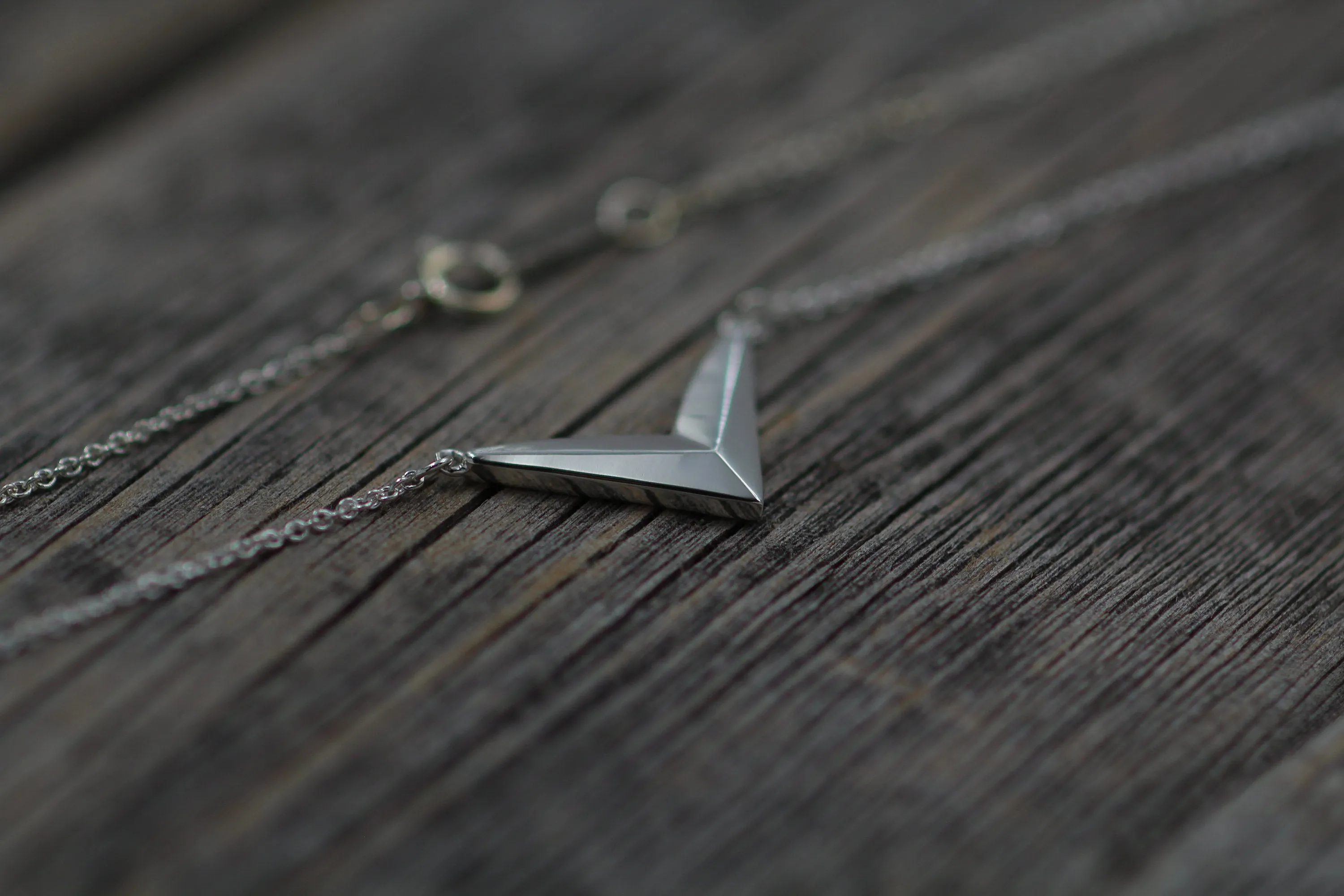 READY TO SHIP Silver Chevron Geometric Necklace