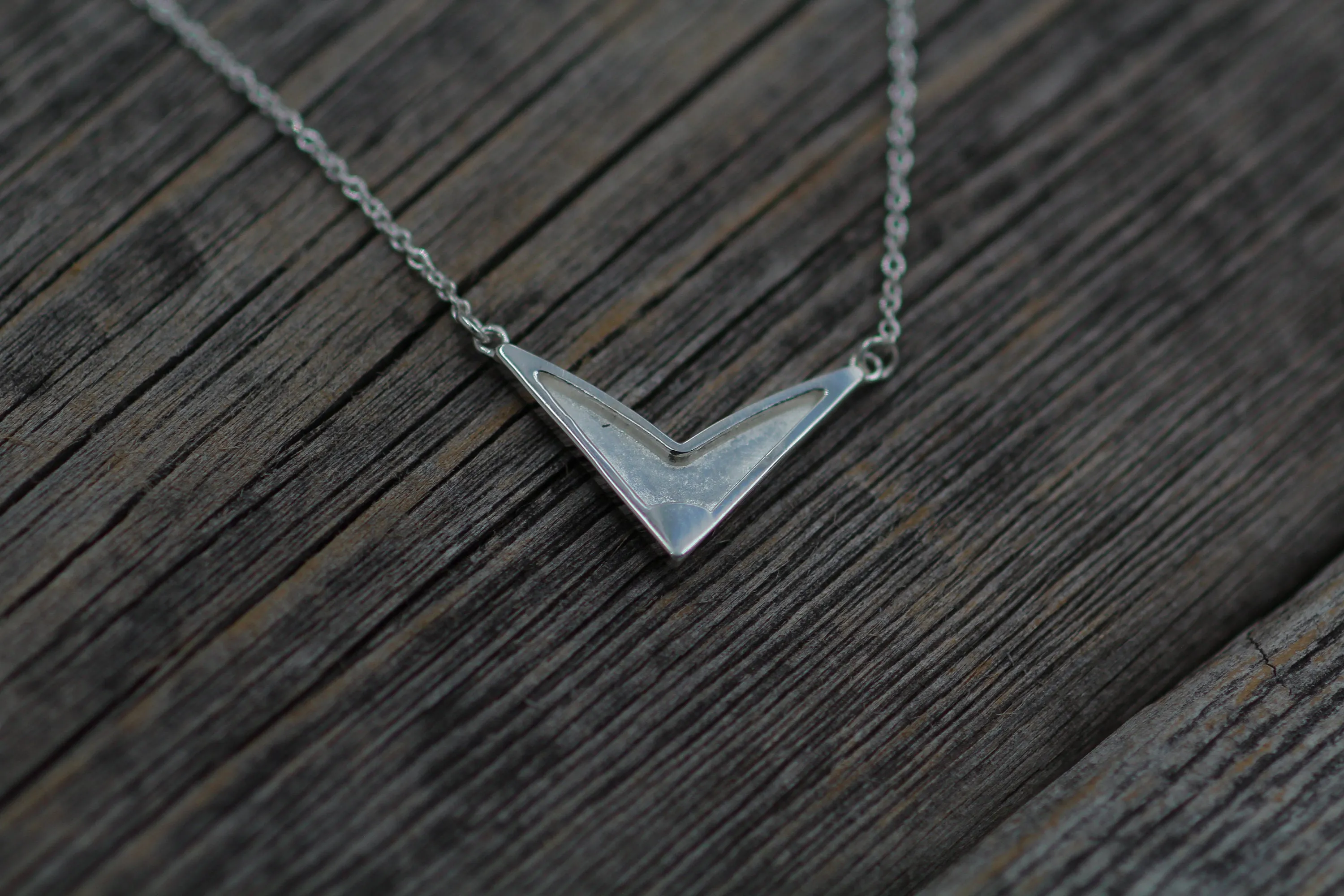 READY TO SHIP Silver Chevron Geometric Necklace
