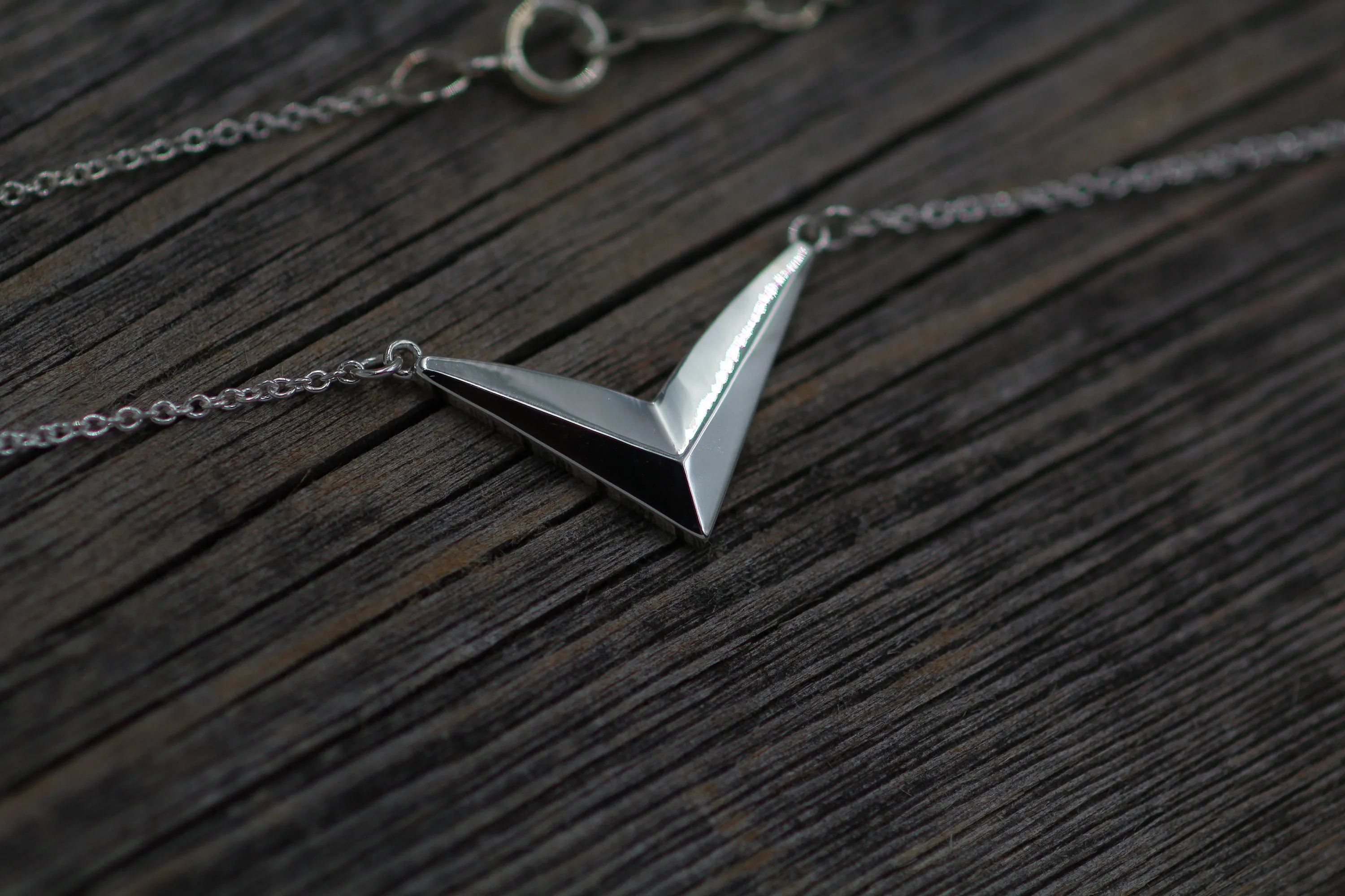 READY TO SHIP Silver Chevron Geometric Necklace