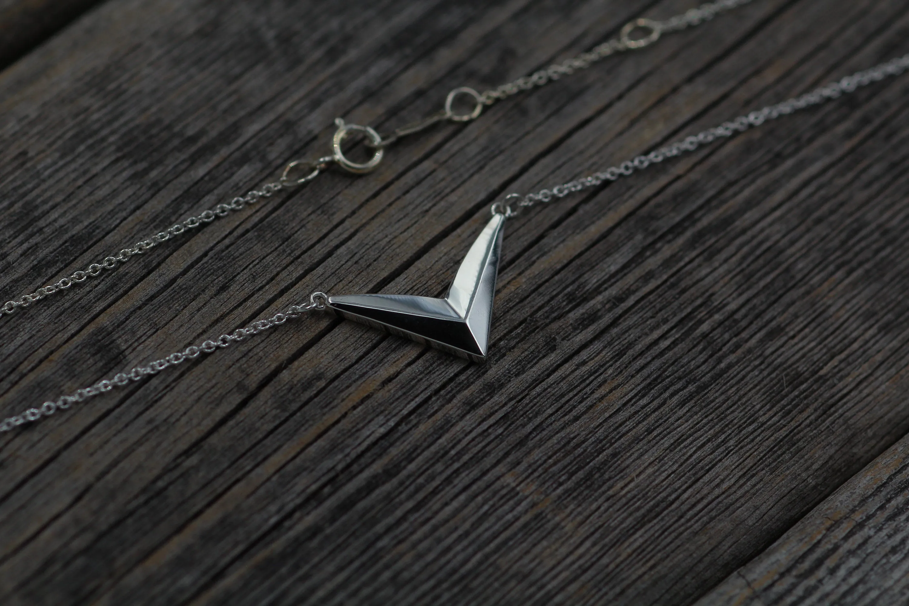 READY TO SHIP Silver Chevron Geometric Necklace