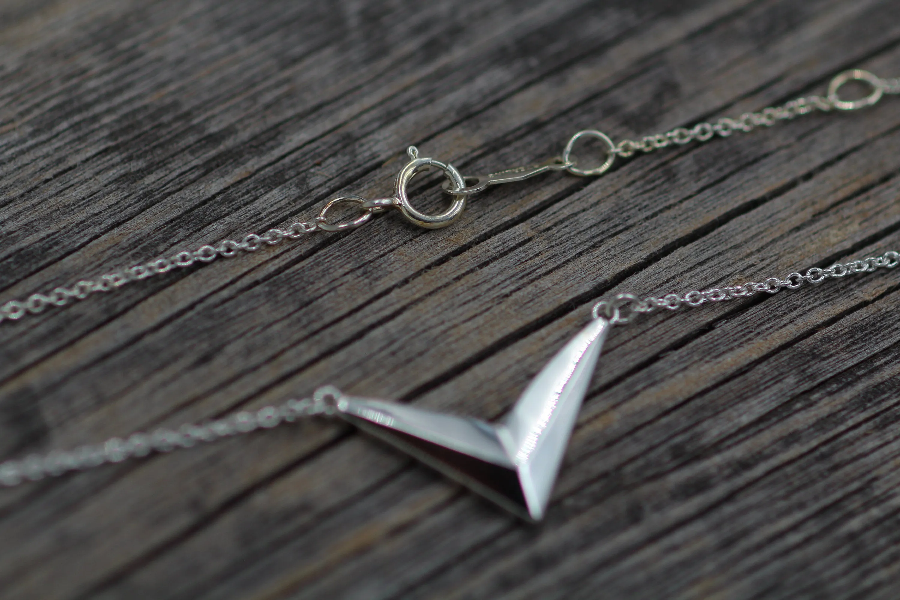 READY TO SHIP Silver Chevron Geometric Necklace