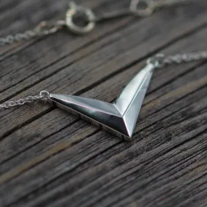 READY TO SHIP Silver Chevron Geometric Necklace