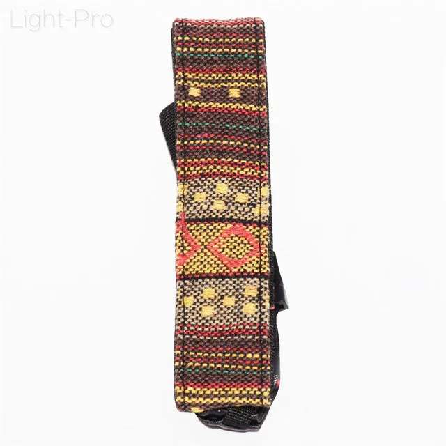 Retro Style Double Cotton Yard Colorful Pattern Camera Shoulder Neck Sling Hand Strap Belt