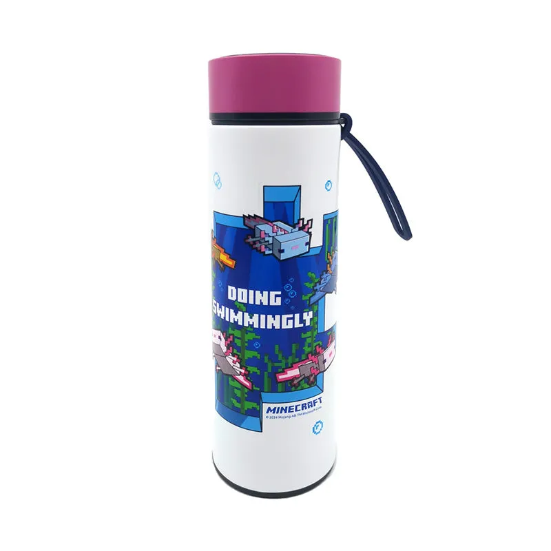 Reusable Stainless Steel Hot & Cold Insulated Drinks Bottle Digital Thermometer - Minecraft Axolotl