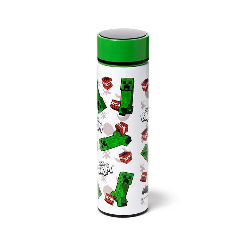 Reusable Stainless Steel Hot & Cold Insulated Drinks Bottle Digital Thermometer - Minecraft SSSΓÇª BOOM