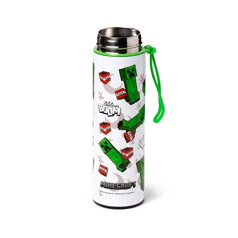 Reusable Stainless Steel Hot & Cold Insulated Drinks Bottle Digital Thermometer - Minecraft SSSΓÇª BOOM