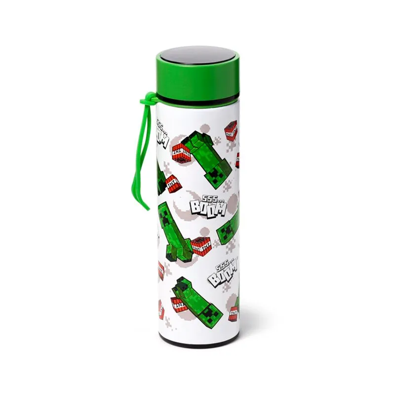Reusable Stainless Steel Hot & Cold Insulated Drinks Bottle Digital Thermometer - Minecraft SSSΓÇª BOOM