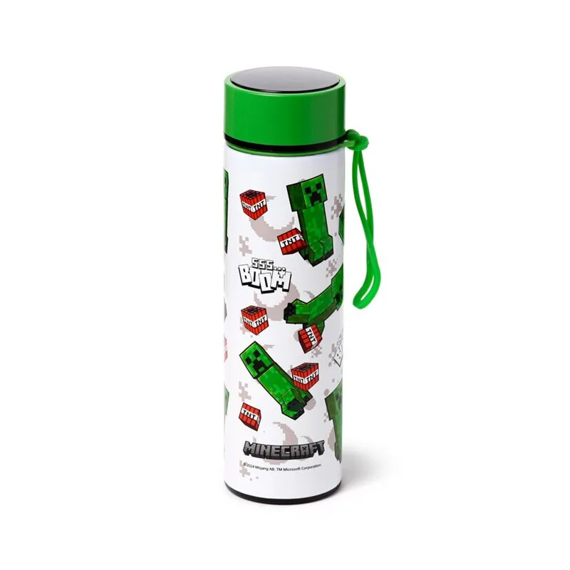 Reusable Stainless Steel Hot & Cold Insulated Drinks Bottle Digital Thermometer - Minecraft SSSΓÇª BOOM