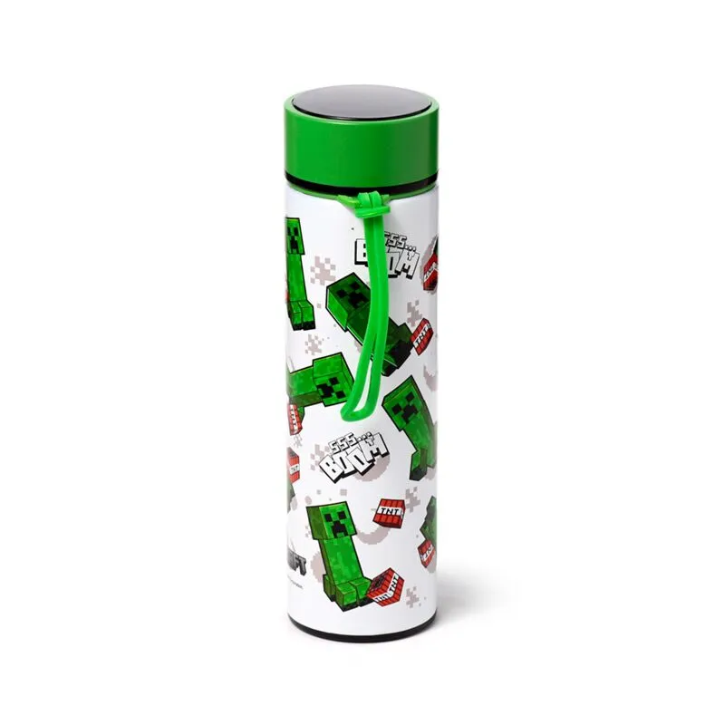 Reusable Stainless Steel Hot & Cold Insulated Drinks Bottle Digital Thermometer - Minecraft SSSΓÇª BOOM