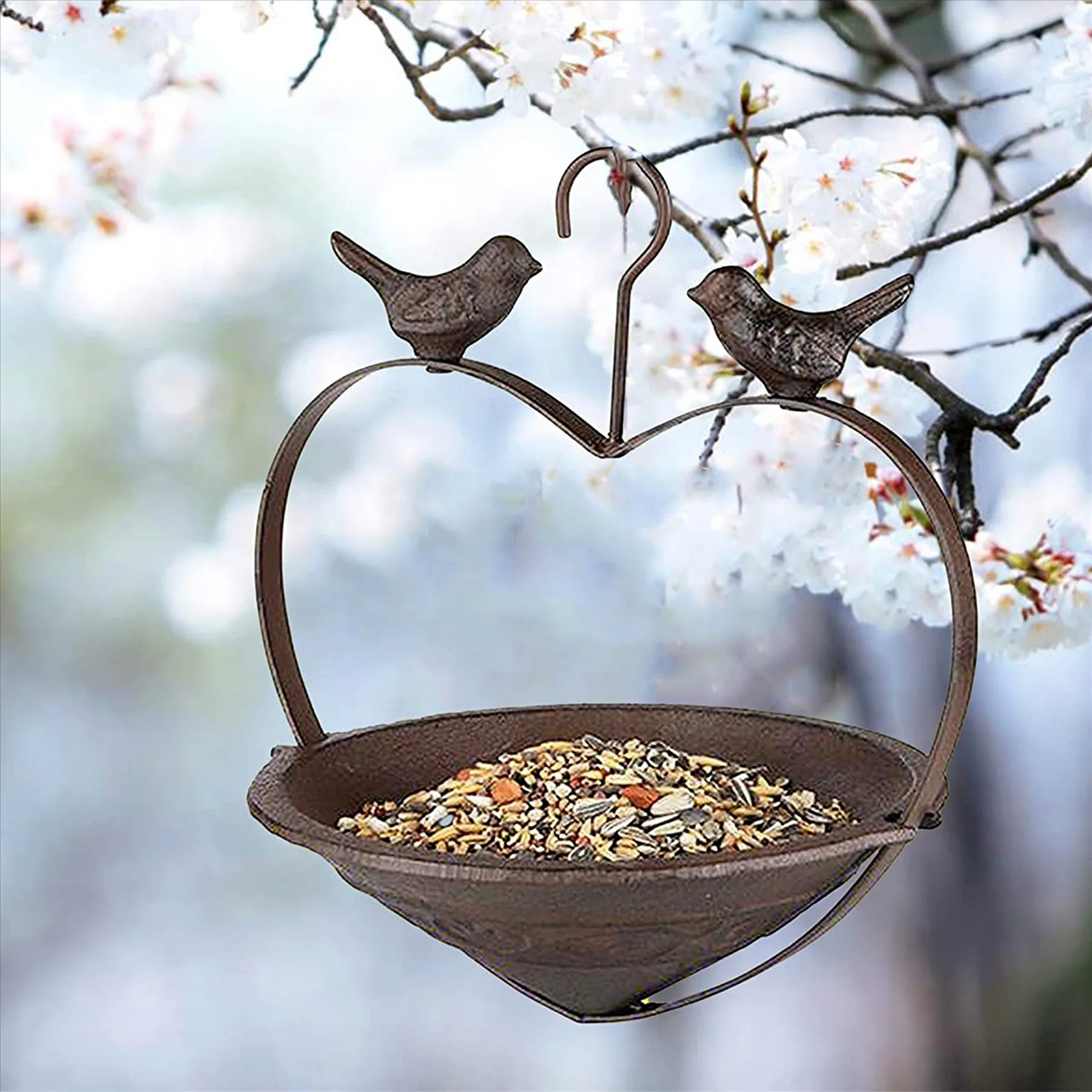 Rustic Cast Iron Hanging Bird Feeder