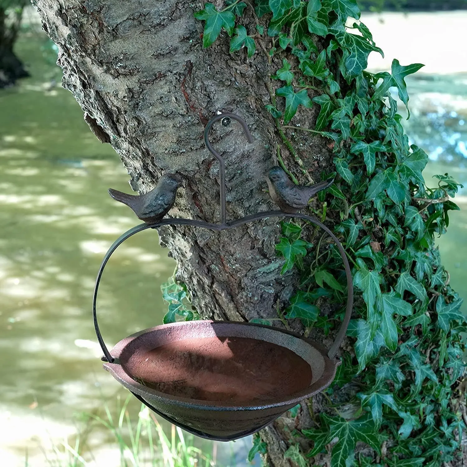 Rustic Cast Iron Hanging Bird Feeder