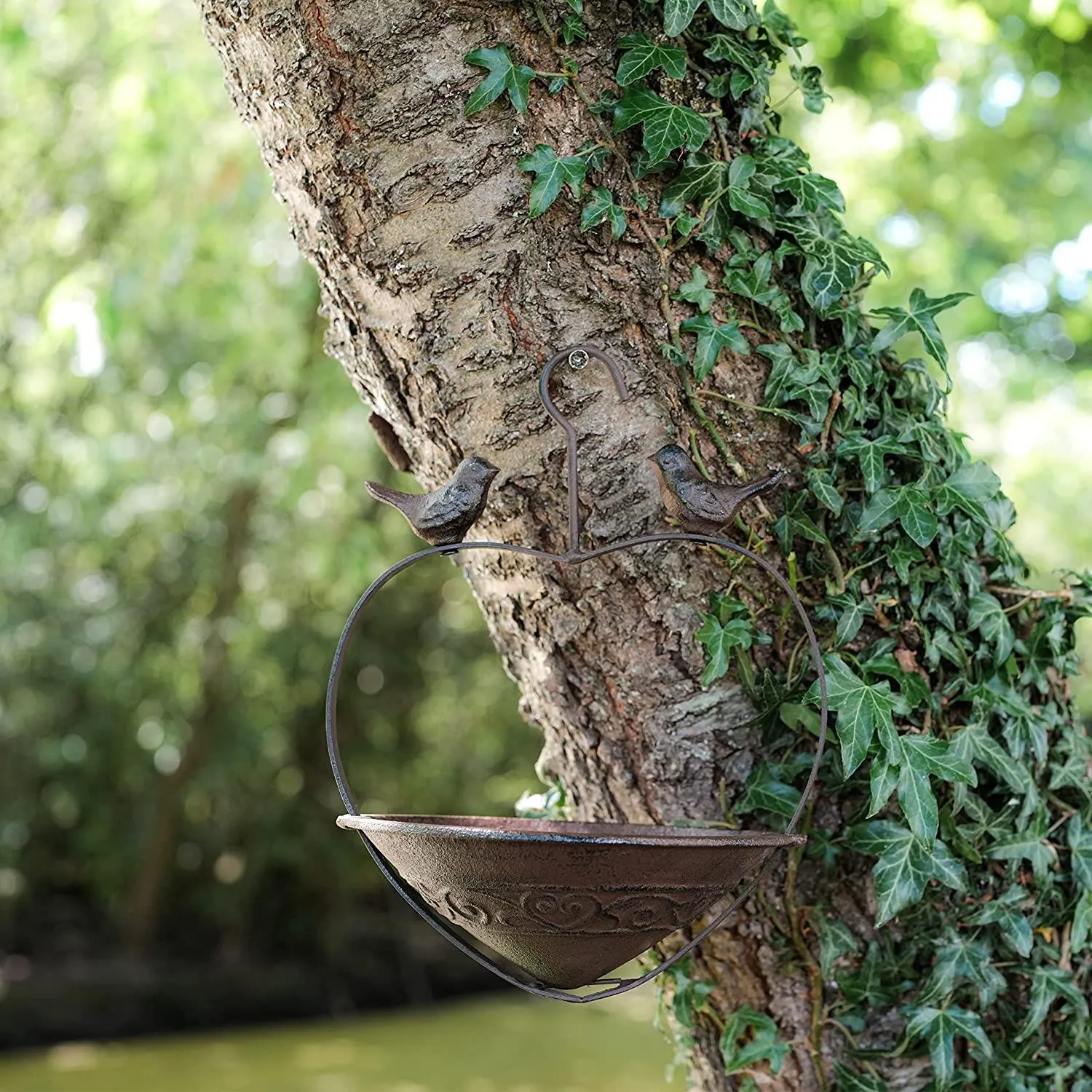 Rustic Cast Iron Hanging Bird Feeder