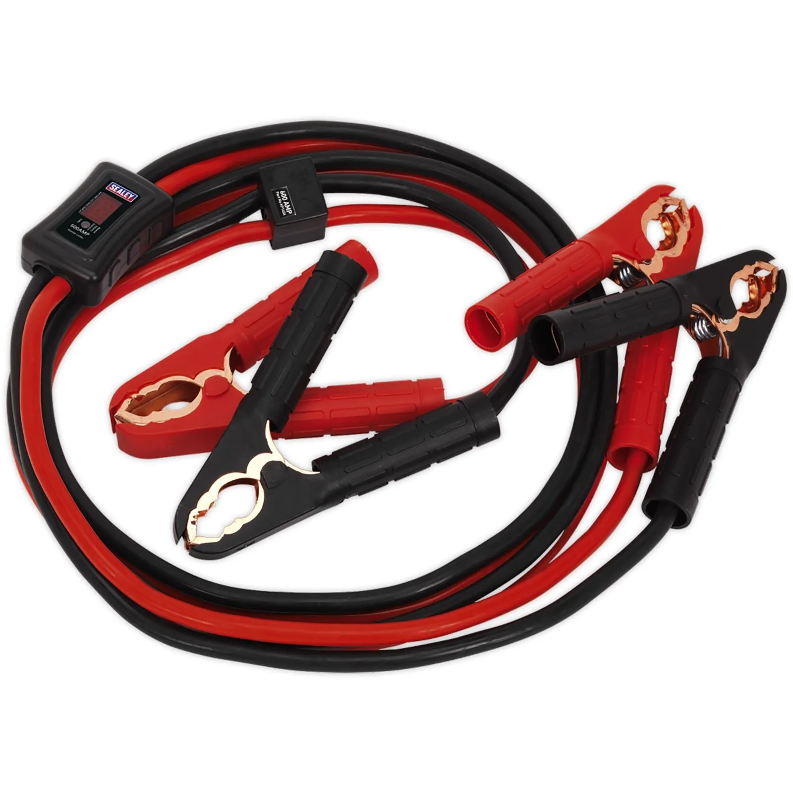 Sealey 25mm x 3.5m Booster Cables CCA 600A with Electronics Protection Case LED