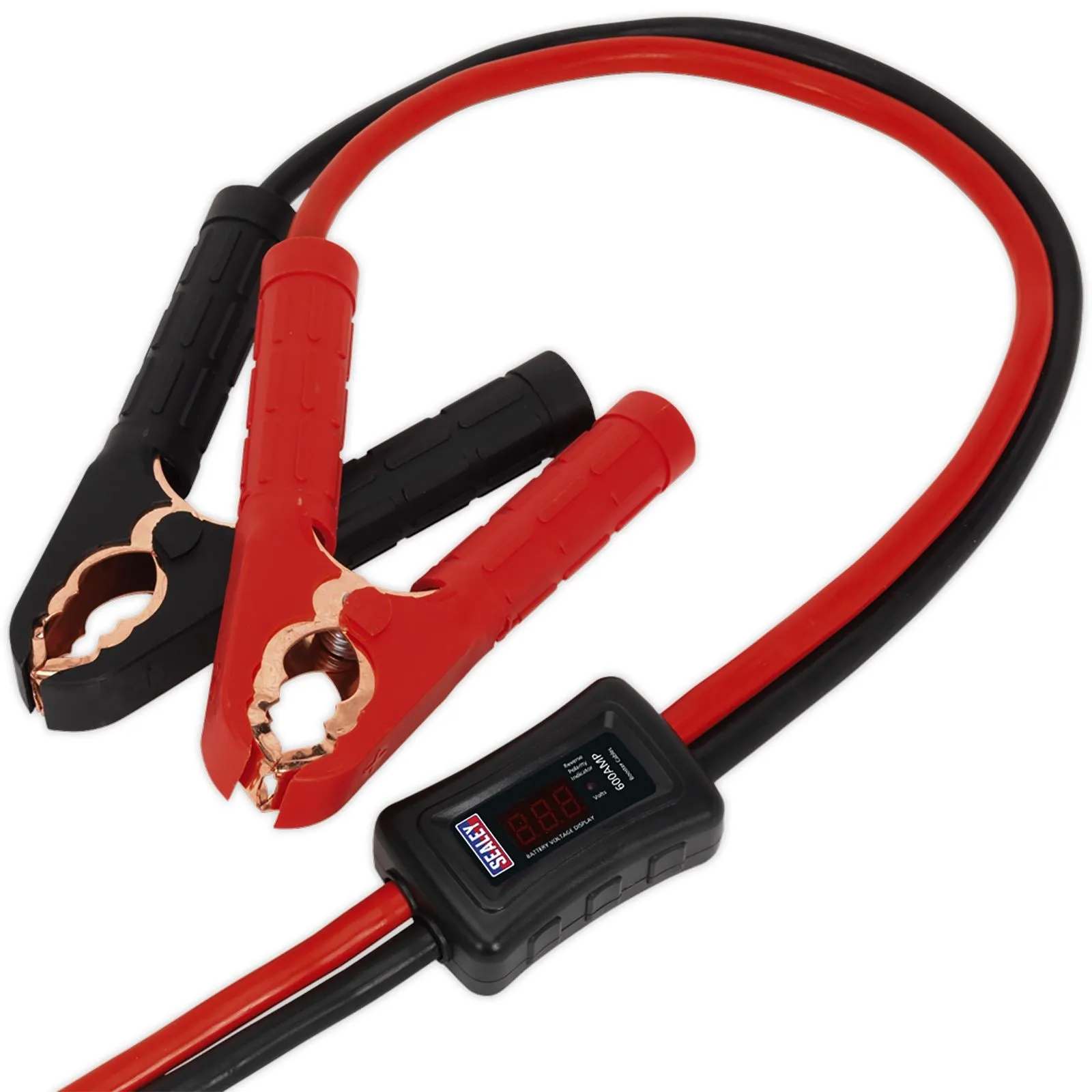 Sealey 25mm x 3.5m Booster Cables CCA 600A with Electronics Protection Case LED